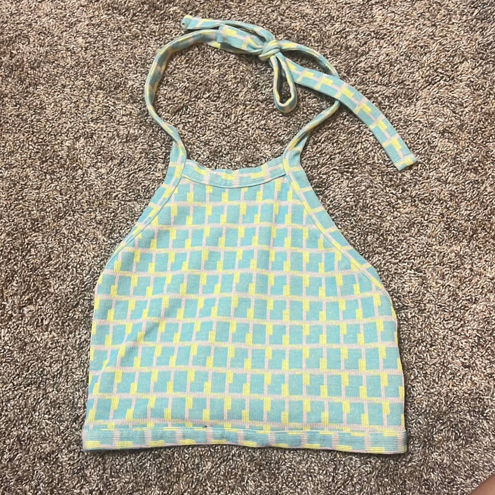Colorful tie halter top